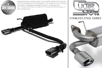 Ulter Sport, Einddemper L+R, Geheel RVS, Enkel Ovaal 95x65mm, Opel, ASTRA-H, 1.4i 66kW, 1.6i 77kW, 1.8i 92kW, 2003-  COMBI, Pasklaar, Past op originele middendemper/katalysator