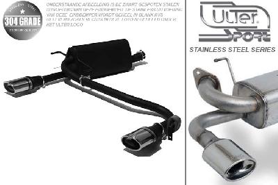Ulter Sport, Einddemper L+R, Geheel RVS, Enkel Ovaal 120x80mm, Opel, ASTRA-H, 1.4i 66kW, 1.6i 77kW, 1.8i 92kW, 2003-  COMBI, Pasklaar, Past op originele middendemper/katalysator