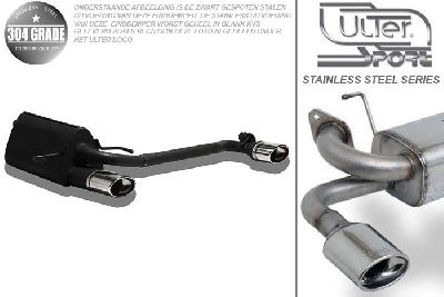 Ulter Sport, Einddemper L+R, Geheel RVS, Enkel Ovaal 120x80mm, Opel, ASTRA-H, 1.4i 66kW, 1.6i 77kW, 1.8i 92kW, 2003-  HATCHBACK 5D. GTC WITHOUT CUT OUT IN BUMPER, Pasklaar, Past op originele middendemper/katalysator