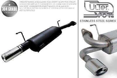 Ulter Sport, Einddemper, Geheel RVS, Enkel Rond 80mm, Opel, ASTRA-G, 1.4 16V 66kW, 1.6 16V 74kW, 1.8 8V 55/62kW, 1.8 16V 85/92kW, 2.0 16V 100kW, 98- 03   COMBI, Pasklaar, Past op originele middendemper/katalysator