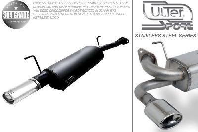 Ulter Sport, Einddemper, Geheel RVS, Enkel Ovaal 95x65mm, Opel, ASTRA-G, 1.4 16V 66kW, 1.6 16V 74kW, 1.8 8V 55/62kW, 1.8 16V 85/92kW, 2.0 16V 100kW, 98- 03   COMBI, Pasklaar, Past op originele middendemper/katalysator