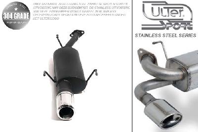Ulter Sport, Einddemper, Geheel RVS, Enkel Rond 100mm, Opel, ASTRA-G, 1.4 16V 66kW, 1.6 16V 74kW, 1.8 8V 55/62kW, 1.8 16V 85/92kW, 2.0 16V 100kW, 98- 03   COMBI, Pasklaar, Past op originele middendemper/katalysator