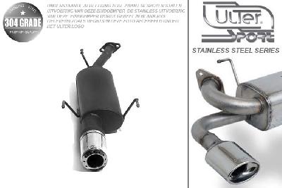 Ulter Sport, Einddemper, Geheel RVS, Enkel Rond 100mm, Opel, ASTRA-G, 1.4 16V 66kW, 1.6 16V 74kW, 1.8 8V 55/62kW, 1.8 16V 85/92kW, 2.0 16V 100kW, 98- 03   COMBI, Pasklaar, Past op originele middendemper/katalysator