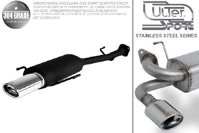 Ulter Sport, Einddemper, Geheel RVS, Enkel Ovaal 95x65mm, Opel, ASTRA-G, 1.4 16V 66kW, 1.6 16V 74kW, 1.8 8V 55/62kW, 1.8 16V 85/92kW, 2.0 16V 100kW, 98- 2003   SEDAN, Pasklaar, Past op originele middendemper/katalysator