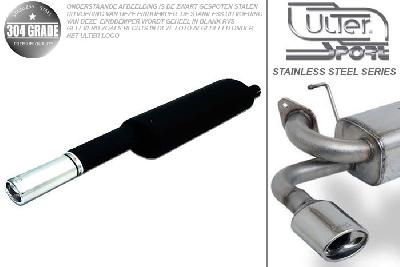 Ulter Sport, Einddemper, Geheel RVS, Enkel Ovaal 95x65mm, Opel, ASTRA-F, 1.4 44/55/60kW, 1.6i 52/55/74kW, 1.6i 16V 74kW, 1.8 66kW, 1.8i 16V 85/92kW, 2.0 85kW, 91-03/96  Sedan, Pasklaar, Past op originele middendemper/katalysator