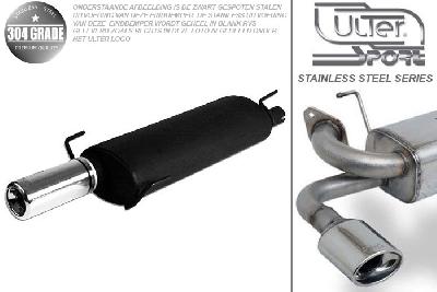 Ulter Sport, Einddemper, Geheel RVS, Enkel Rond 80mm, Opel, ASTRA-F, 1.4 60kW, 1.4 16V 66kW, 1.6i 52/55kW, 1.6i 16V 74kW, 04/96-  HATCHBACK, Pasklaar, Past op originele middendemper/katalysator