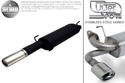 Ulter Sport, Einddemper, Geheel RVS, Enkel Ovaal 95x65mm, Opel, ASTRA-F, 1.4 60kW, 1.4 16V 66kW, 1.6i 52/55kW, 1.6i 16V 74kW, 04/96- SEDAN, Pasklaar, Past op originele middendemper/katalysator