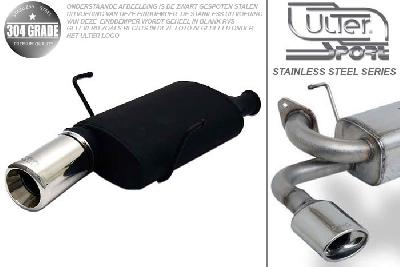 Ulter Sport, Einddemper, Geheel RVS, Enkel Rond 100mm, Peugeot, 406, 1.6 65kW, 1.8 66kW, 1.8 16V 82kW, 95-01  SEDAN, Pasklaar, Past op originele middendemper/katalysator