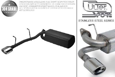 Ulter Sport, Einddemper, Geheel RVS, Enkel Ovaal 120x80mm, Renault, LAGUNA II, 02/2001-, 1.6 16V  81/85 kW, 1.8 16V  87 kW, 2.0 16V  99/103 kW, 1.9 dCi 70/74/81/85/88/92/96 kW, 2.2 dCi   102/110 kW, Pasklaar, Past op originele middendemper/katalysator