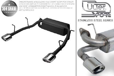 Ulter Sport, Einddemper L+R, Geheel RVS, Enkel Ovaal 120x80mm, Renault, LAGUNA II, 02/2001-, 1.6 16V  81/85 kW, 1.8 16V  87 kW, 2.0 16V  99/103 kW, 1.9 dCi 70/74/81/85/88/92/96 kW, 2.2 dCi   102/110 kW, Pasklaar, Past op originele middendemper/katalysator
