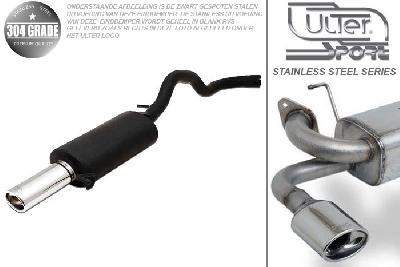 Ulter Sport, Einddemper, Geheel RVS, Enkel Ovaal 95x65mm, Seat, 1.0 33kW, 1.3 40kW, 1.4 44kW, 1.6 55kW, 1.9D 47kW, 02/93-06/96, Pasklaar, Past op originele middendemper/katalysator