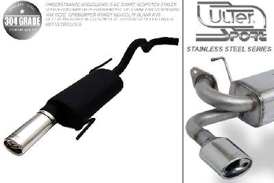 Ulter Sport, Einddemper, Geheel RVS, Enkel Ovaal 95x65mm, Seat, IBIZA, 1.0 37kW, 1.4 44kW, 06/96-99  TRANSVERSE HOOKS, Pasklaar, Past op originele middendemper/katalysator