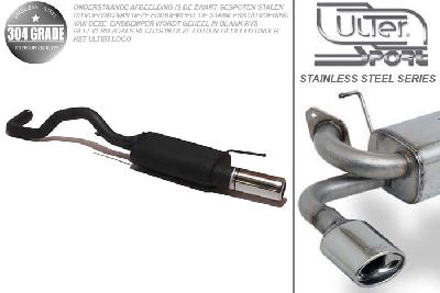 Ulter Sport, Einddemper, Geheel RVS, Enkel Rond 80mm, Seat, IBIZA, 1.9D 47kW, 06/96-99  TRANSVERSE HOOKS, Pasklaar, Past op originele middendemper/katalysator