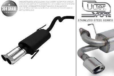 Ulter Sport, Einddemper, Geheel RVS, Dubbel Rond 80mm DTM, Seat, IBIZA, 1.9D 47kW, 06/96-99  TRANSVERSE HOOKS, Pasklaar, Past op originele middendemper/katalysator
