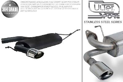 Ulter Sport, Einddemper, Geheel RVS, Enkel Ovaal 120x80mm, Seat, ALTEA, 1.4 64kW, 1.6 75kW, 2.0 FSI 110kW, 1.9 TDI  77kW, 2.0 TDI 100/103kW, 2004-, Pasklaar, Past op originele middendemper/katalysator