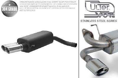 Ulter Sport, Einddemper, Geheel RVS, Dubbel Rond 70mm, Skoda, SUPERB II, 1.4 TSI 92kW, 1.8 TSI 118kW, 1.9 TDI 77kW, 2.0 TDI 103/125kW, Pasklaar, Past op originele middendemper/katalysator