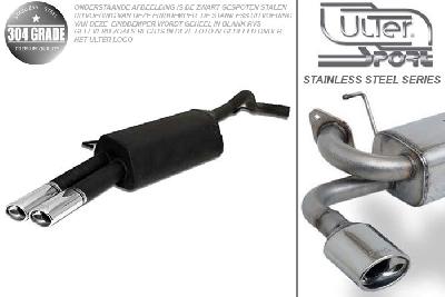 Ulter Sport, Einddemper, Geheel RVS, Dubbel Ovaal 95x65mm, Skoda, OCTAVIA, 1.4 44/55kW, 1.6 55/74kW, 1.8 92kW, 2.0 85kW,, 10/96-05, HATCHBACK. COMBI, Pasklaar, Past op originele middendemper/katalysator