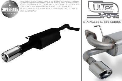 Ulter Sport, Einddemper, Geheel RVS, Enkel Rond 100mm, Skoda, OCTAVIA, 1.8T 110kW, 1.9 Tdi 66/74/81/96kW, 1.9 Sdi 50kW, 10/96-05, HATCHBACK. COMBI, Pasklaar, Past op originele middendemper/katalysator