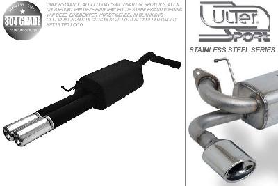 Ulter Sport, Einddemper, Geheel RVS, Dubbel Rond 80mm, Skoda, OCTAVIA, 1.8T 110kW, 1.9 Tdi 66/74/81/96kW, 1.9 Sdi 50kW, 10/96-05, HATCHBACK. COMBI, Pasklaar, Past op originele middendemper/katalysator