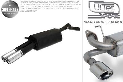 Ulter Sport, Einddemper, Geheel RVS, Dubbel Rond 100mm, Skoda, OCTAVIA, 1.8T 110kW, 1.9 Tdi 66/74/81/96kW, 1.9 Sdi 50kW, 10/96-05, HATCHBACK. COMBI, Pasklaar, Past op originele middendemper/katalysator