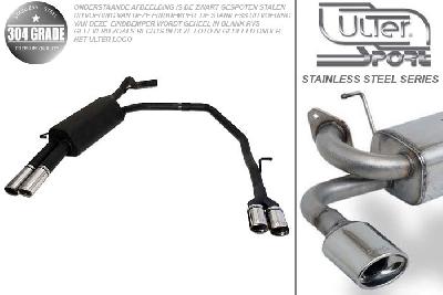 Ulter Sport, Einddemper L+R, Geheel RVS, Dubbel Rond 70mm, Skoda, OCTAVIA, 1.8T 110kW, 1.9 Tdi 66/74/81/96kW, 1.9 Sdi 50kW, 10/96-05, HATCHBACK. COMBI, Pasklaar, Past op originele middendemper/katalysator
