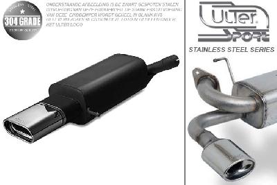 Ulter Sport, Einddemper, Geheel RVS, Enkel plat ovaal 145x75mm, Skoda, OCTAVIA II RS, 2.0 TFSI 147kW, 2.0 TDI 125kW, Pasklaar, Past op originele middendemper/katalysator