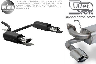 Ulter Sport, Einddemper L+R, Geheel RVS, Enkel plat ovaal 145x75mm, Skoda, OCTAVIA II RS, 2.0 TFSI 147kW, 2.0 TDI 125kW, Pasklaar, Past op originele middendemper/katalysator