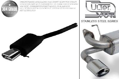 Ulter Sport, Einddemper, Geheel RVS, Enkel plat ovaal 145x75mm, Skoda, OCTAVIA II, 1.6 75kW, 1.9TDi 75kW, 2.0TDi 103kW, 04-   HATCHBACK. COMBI, Pasklaar, Past op originele middendemper/katalysator