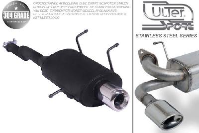 Ulter Sport, Einddemper, Geheel RVS, Enkel Rond 80mm, Suzuki, SWIFT, 1.0 37/39/41kW, 1.3 47//50/52/54kW, 89-05   HATCHBACK, Pasklaar, Past op originele middendemper/katalysator