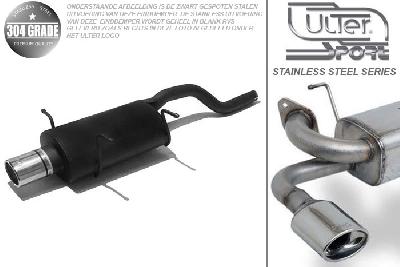 Ulter Sport, Einddemper, Geheel RVS, Enkel Ovaal 95x65mm, Suzuki, SWIFT, 1.0 37/39/41kW, 1.3 47//50/52/54kW, 89-05   HATCHBACK, Pasklaar, Past op originele middendemper/katalysator