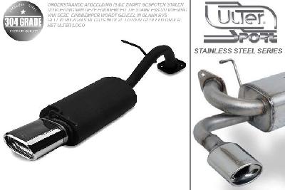 Ulter Sport, Einddemper, Geheel RVS, Enkel plat ovaal 145x75mm, Toyota, YARIS, 1.0 50kW, 1.3 63kW, 99- 05, Pasklaar, Past op originele middendemper/katalysator