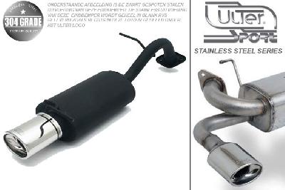 Ulter Sport, Einddemper, Geheel RVS, Enkel Ovaal 120x80mm, Toyota, YARIS, 1.0 50kW, 1.3 63kW, 99- 05, Pasklaar, Past op originele middendemper/katalysator