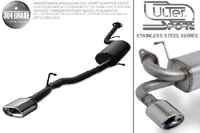 Ulter Sport, Einddemper, Geheel RVS, Enkel plat ovaal 145x75mm, Toyota, IQ, 1.0 50kW, 1.3 74kW, 1.4d 66kW, Pasklaar, Past op originele middendemper/katalysator
