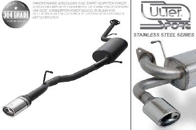 Ulter Sport, Einddemper, Geheel RVS, Enkel Ovaal 120x80mm, Toyota, IQ, 1.0 50kW, 1.3 74kW, 1.4d 66kW, Pasklaar, Past op originele middendemper/katalysator
