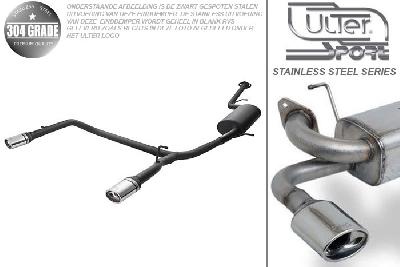 Ulter Sport, Einddemper L+R, Geheel RVS, Enkel Ovaal 95x65mm, Toyota, IQ, 1.0 50kW, 1.3 74kW, 1.4d 66kW, Pasklaar, Past op originele middendemper/katalysator