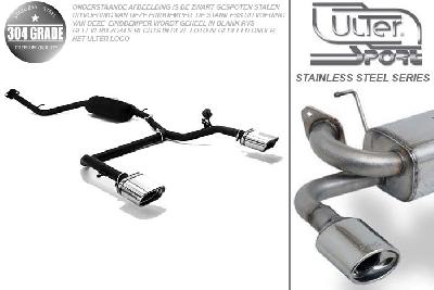 Ulter Sport, Einddemper L+R, Geheel RVS, Enkel plat ovaal 145x75mm, Toyota, IQ, 1.0 50kW, 1.3 74kW, 1.4d 66kW, Pasklaar, Past op originele middendemper/katalysator