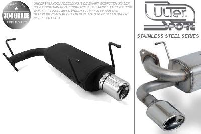 Ulter Sport, Einddemper, Geheel RVS, Enkel Rond 80mm, Toyota, COROLLA, 1.3 16V 55/65kW, 1.6 16V 84kW, 05/92-04/97, HATCHBACK, Pasklaar, Past op originele middendemper/katalysator