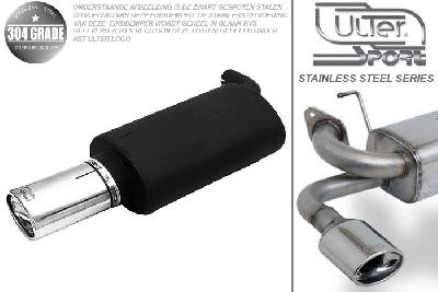 Ulter Sport, Einddemper, Geheel RVS, Enkel Ovaal 120x80mm, Toyota, COROLLA, 1.3 63kW, 1.4 71kW, 1.6 81kW, 97- 01  Hatchback, Pasklaar, Past op originele middendemper/katalysator