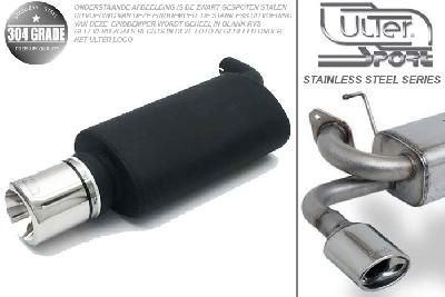 Ulter Sport, Einddemper, Geheel RVS, Enkel Rond 80mm, Toyota, COROLLA, 1.4, 1.6, 04/97-01, SEDAN, Pasklaar, Past op originele middendemper/katalysator