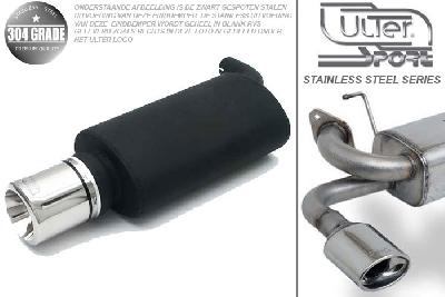 Ulter Sport, Einddemper, Geheel RVS, Enkel Rond 100mm, Toyota, COROLLA, 1.4, 1.6, 04/97-01, SEDAN, Pasklaar, Past op originele middendemper/katalysator