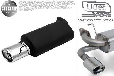 Ulter Sport, Einddemper, Geheel RVS, Enkel Ovaal 120x80mm, Toyota, COROLLA, 1.4, 1.6, 04/97-01, SEDAN, Pasklaar, Past op originele middendemper/katalysator