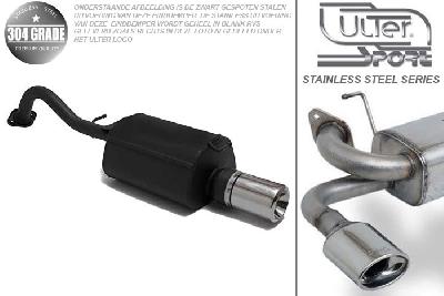 Ulter Sport, Einddemper, Geheel RVS, Enkel Rond 100mm, Toyota, COROLLA, 1.4 16V 71kW, 1.6 16V 81kW, 11/2001- 04, HATCHBACK   3D i 5D, Pasklaar, Past op originele middendemper/katalysator