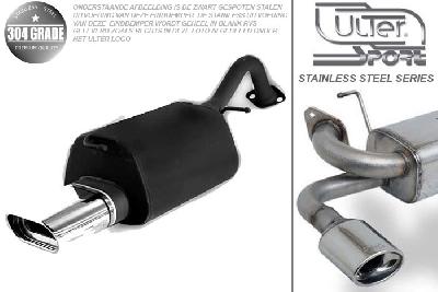 Ulter Sport, Einddemper, Geheel RVS, Enkel plat ovaal 145x75mm, Toyota, COROLLA, 1.4 16V 71kW, 1.6 16V 81kW, 11/2001- 04, HATCHBACK   3D i 5D, Pasklaar, Past op originele middendemper/katalysator