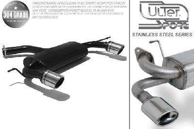 Ulter Sport, Einddemper L+R, Geheel RVS, Enkel Rond 90mm, VW, VW SCIROCCO III, 1.4 TSI 90/118kW, 2.0TDi 103kW, 2008-, Pasklaar, Past op originele middendemper/katalysator
