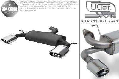 Ulter Sport, Einddemper L+R, Geheel RVS, Enkel plat ovaal 145x75mm, VW, VW SCIROCCO III, 2.0TDi 103kW, 2008-, Pasklaar, Past op originele middendemper/katalysator