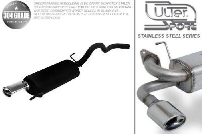 Ulter Sport, Einddemper, Geheel RVS, Enkel Ovaal 95x65mm, VW, POLO  6N, 1.0 33kW, 1.3 40kW, 1.4 44kW, 1.6 55kW, 95 - 01, Pasklaar, Past op originele middendemper/katalysator