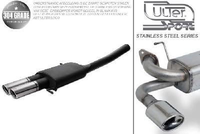Ulter Sport, Einddemper, Geheel RVS, Dubbel Rond 70mm, VW, PASSAT typ 3C, 1.6 75kW, 1.6 FSI 85kW, 1.8 118kW, 2.0 FSI 110kW, 1.9 TDI 77/103kW, 2.0 TDI 103/125kW, SEDAN. VARIANT, Pasklaar, Past op originele middendemper/katalysator