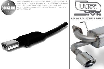 Ulter Sport, Einddemper, Geheel RVS, Enkel plat ovaal 145x75mm, VW, JETTA III, 1.6 75kW, 1.6FSI 85kW, 2.0FSI 110kW, 1.9TDi 77kW, 2.0TDi 103kW, 2005-, Pasklaar, Past op originele middendemper/katalysator