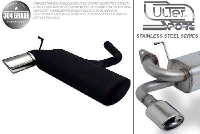 Ulter Sport, Einddemper, Geheel RVS, Enkel Ovaal 120x80mm, VW, GOLF V, 1.4 55kW, 1.4 FSi 66kW, 1.6 75kW, 1.6 FSi 85kW, 2.0 FSi 110kW, 2.0 Sdi 55kW, 1.9 TDi 66/77kW, 2.0 TDi 100/103kW, 2003-, Pasklaar, Past op originele middendemper/katalysator