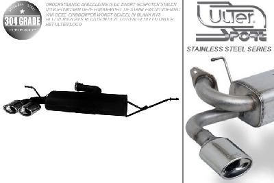 Ulter Sport, Einddemper, Geheel RVS, Dubbel Ovaal 95x65mm, VW, GOLF V, 1.4 55kW, 1.4 FSi 66kW, 1.6 75kW, 1.6 FSi 85kW, 2.0 FSi 110kW, 2.0 Sdi 55kW, 1.9 TDi 66/77kW, 2.0 TDi 100/103kW, 2003-, Pasklaar, Past op originele middendemper/katalysator